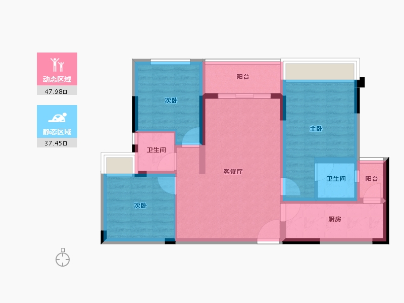 重庆-重庆市-蓝光申佳雍锦澜庭-75.32-户型库-动静分区