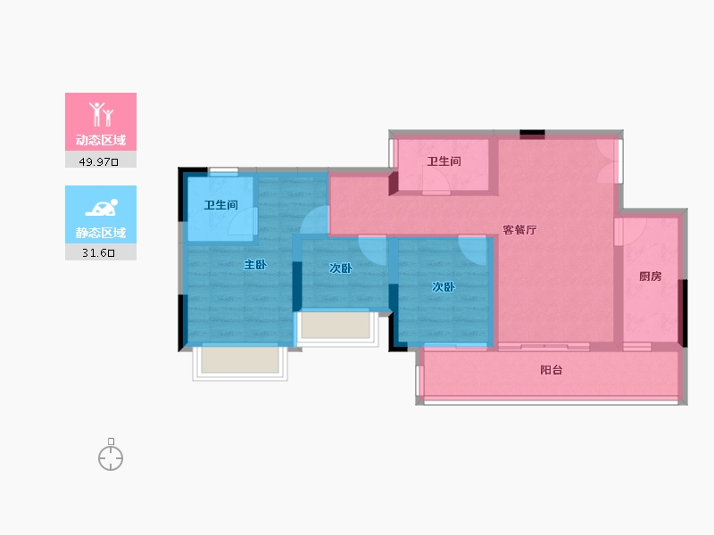 重庆-重庆市-金科华宇春和锦明-71.93-户型库-动静分区