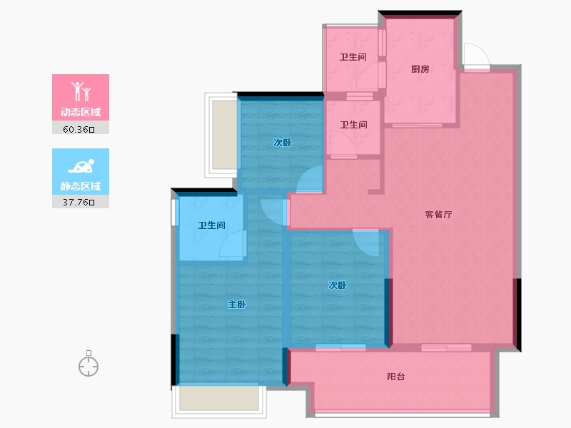 贵州省-贵阳市-金茂观山湖-87.99-户型库-动静分区