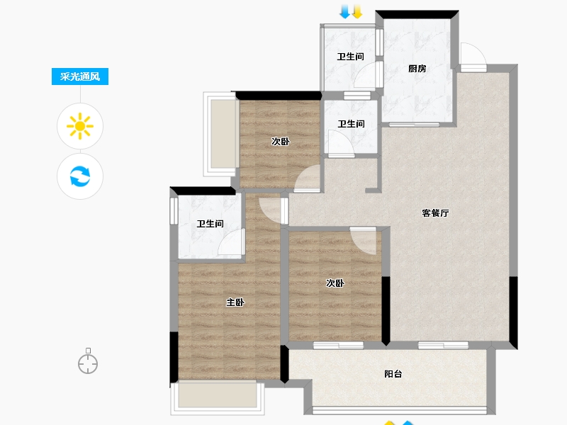 贵州省-贵阳市-金茂观山湖-87.99-户型库-采光通风