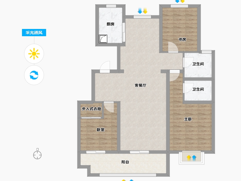 江苏省-徐州市-睢宁东城名郡-97.60-户型库-采光通风