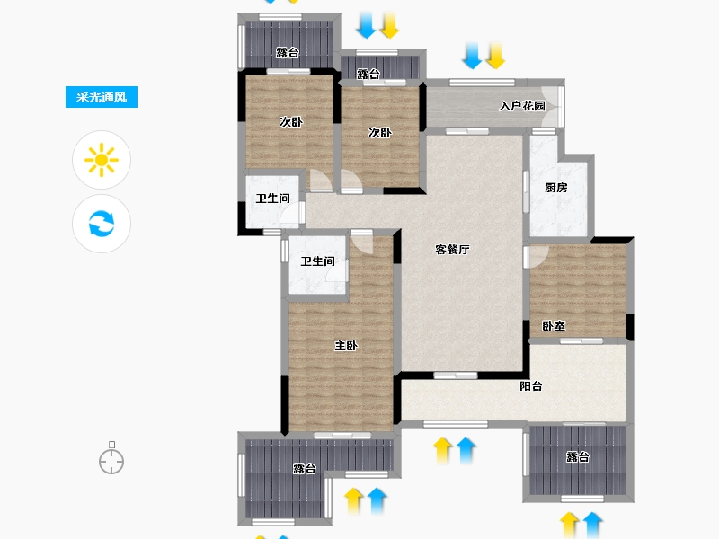 贵州省-遵义市-太阳海岸-135.00-户型库-采光通风