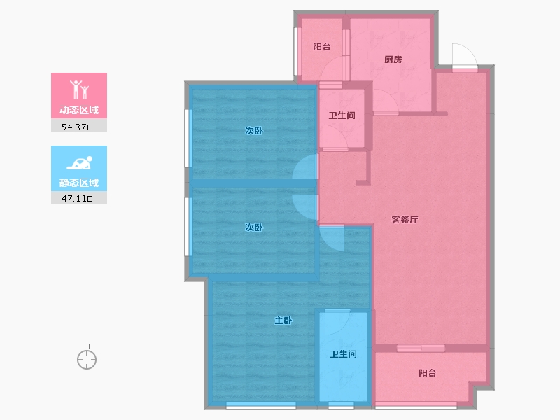 四川省-成都市-龙湖西府琅悦-90.49-户型库-动静分区