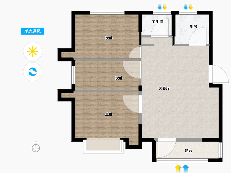 山东省-青岛市-兰庭现河1号-86.00-户型库-采光通风