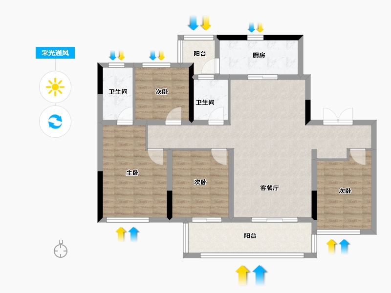 四川省-成都市-首开龙湖景粼玖序-107.00-户型库-采光通风