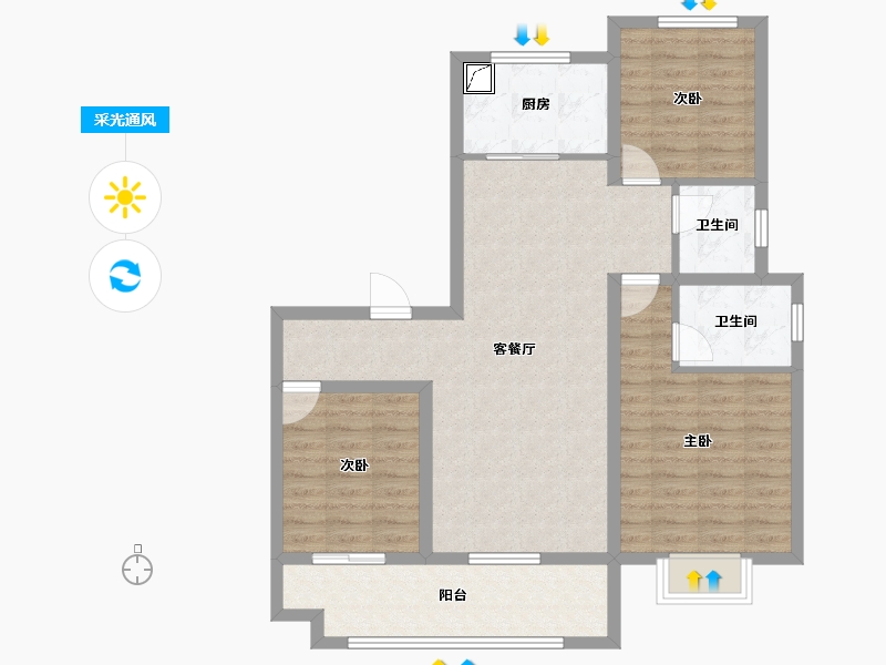 江苏省-徐州市-金鹏学府-92.00-户型库-采光通风