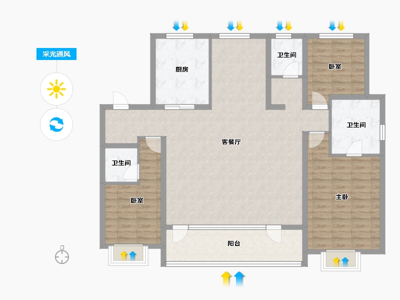 山东省-青岛市-和达和园-128.00-户型库-采光通风