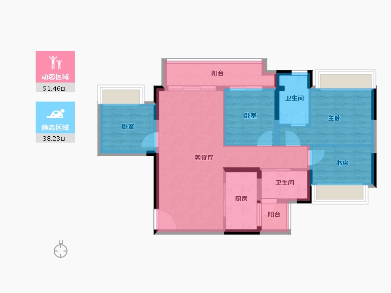 重庆-重庆市-华宇锦绣玺岸-79.74-户型库-动静分区