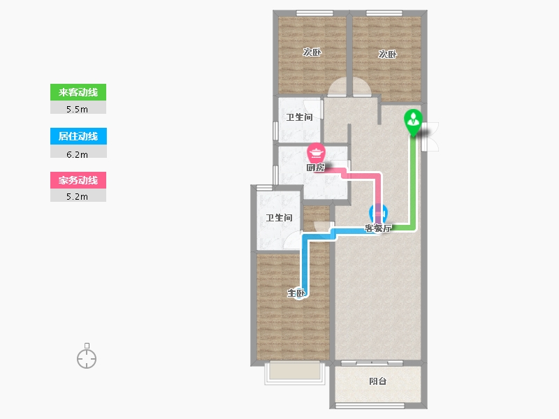 陕西省-西安市-富力开远城-105.60-户型库-动静线