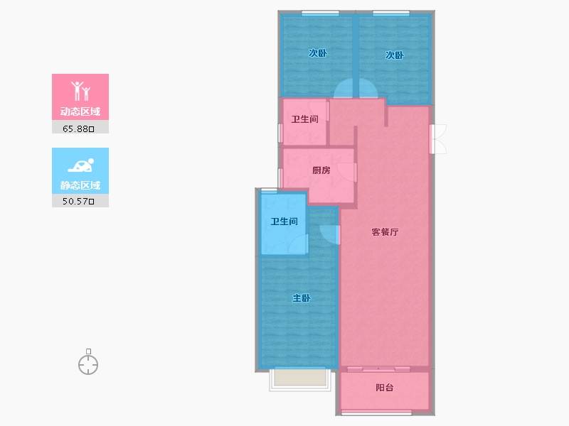 陕西省-西安市-富力开远城-105.60-户型库-动静分区