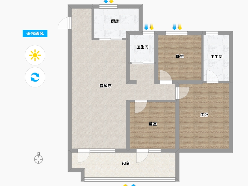 山东省-青岛市-和达智慧生态城-88.80-户型库-采光通风