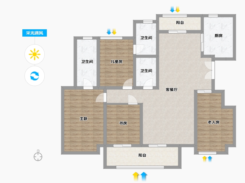 四川省-雅安市-阳光水韵-137.00-户型库-采光通风