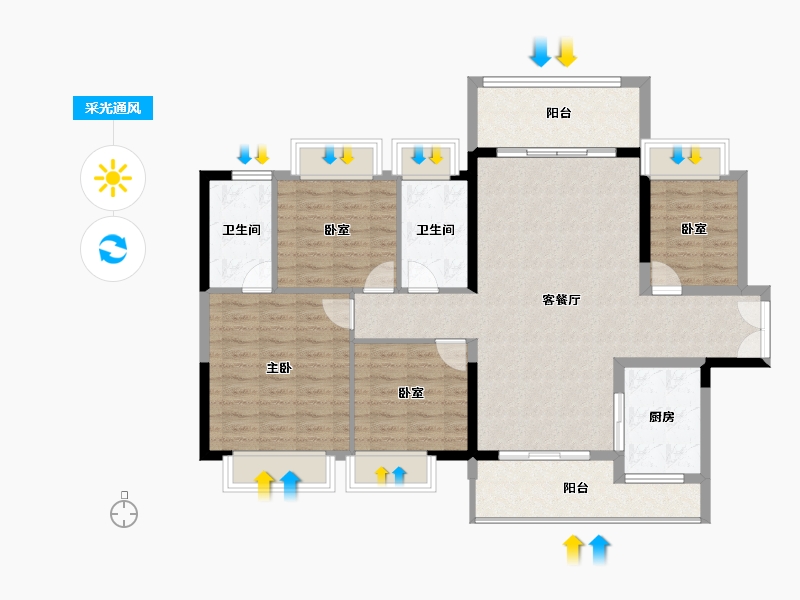 广东省-惠州市-湖心岛1号花园一期-111.03-户型库-采光通风