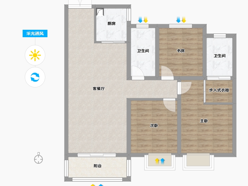 陕西省-渭南市-泰和府-98.00-户型库-采光通风