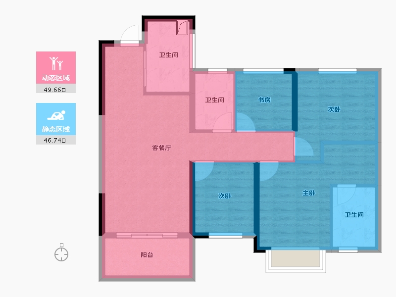 湖南省-长沙市-保利恒伟·时光印象-85.82-户型库-动静分区