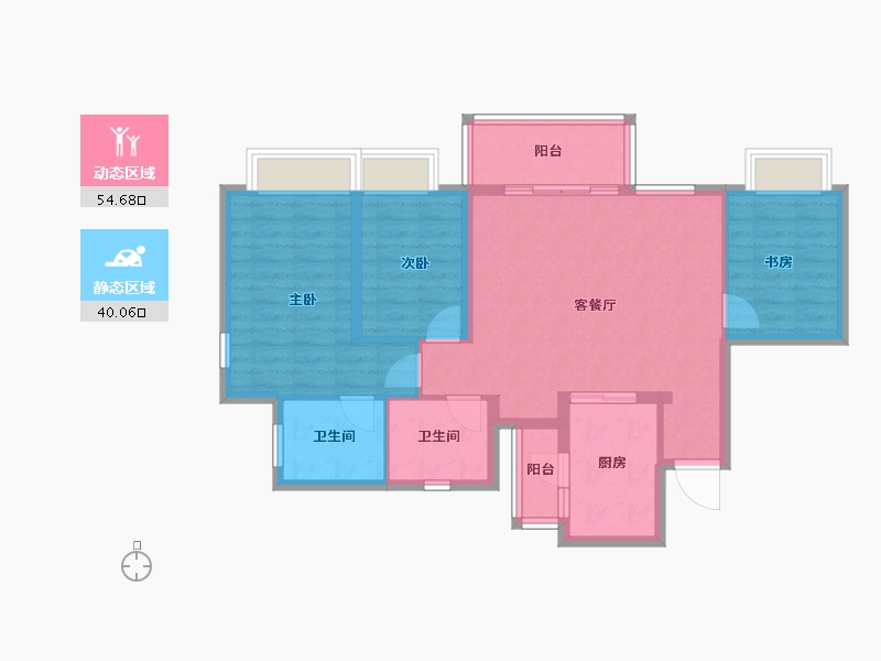 四川省-成都市-蓝光未来-84.80-户型库-动静分区