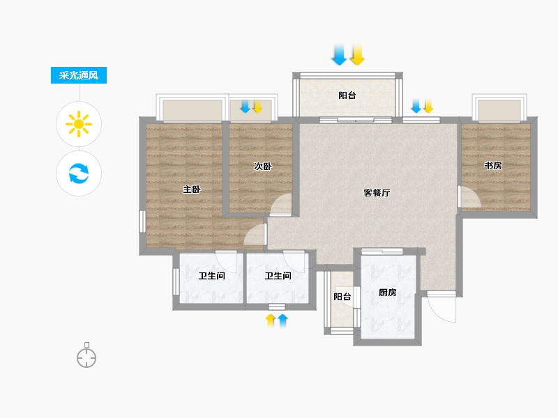 四川省-成都市-蓝光未来-84.80-户型库-采光通风