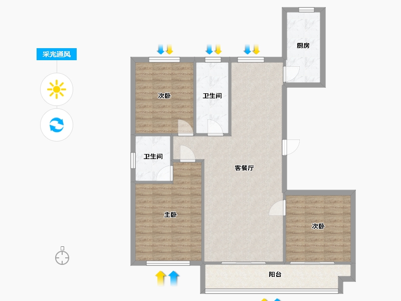 山东省-临沂市-青啤御棠府-96.00-户型库-采光通风