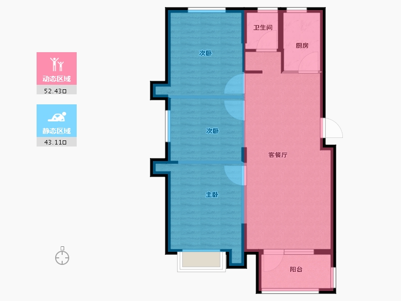 山东省-青岛市-兰庭现河1号-86.38-户型库-动静分区