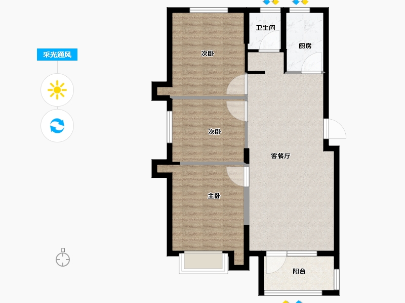 山东省-青岛市-兰庭现河1号-86.38-户型库-采光通风