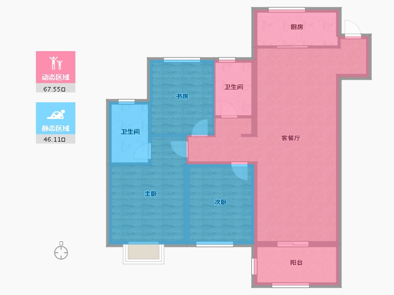 江苏省-徐州市-睢宁东城名郡-102.31-户型库-动静分区