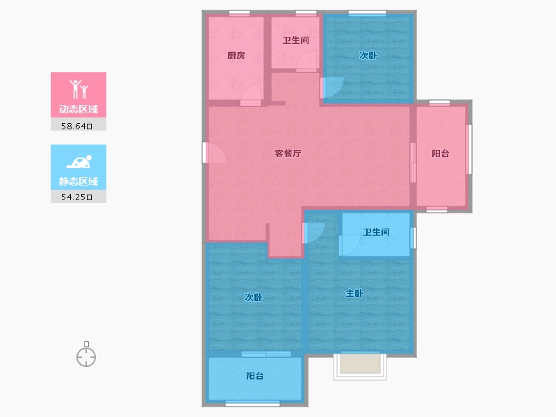 江苏省-徐州市-睢宁东城名郡-100.77-户型库-动静分区