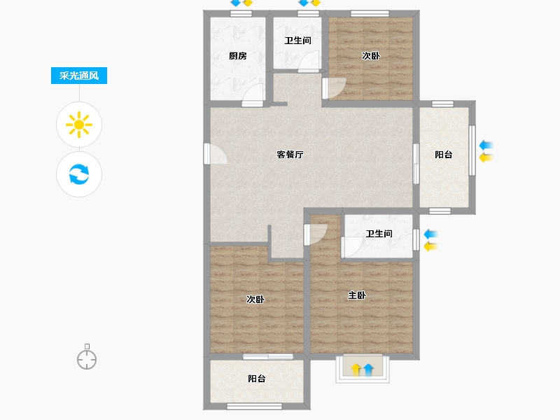 江苏省-徐州市-睢宁东城名郡-100.77-户型库-采光通风