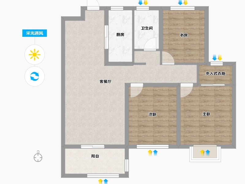 江苏省-徐州市-睢宁东城名郡-83.67-户型库-采光通风