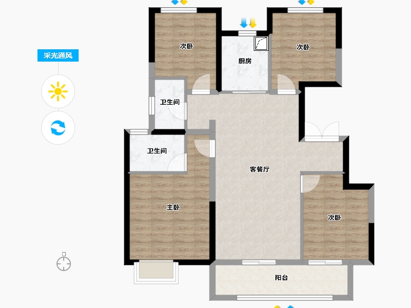 江苏省-徐州市-金泰悦城-98.40-户型库-采光通风