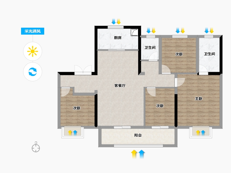 江苏省-徐州市-金泰悦城-104.00-户型库-采光通风