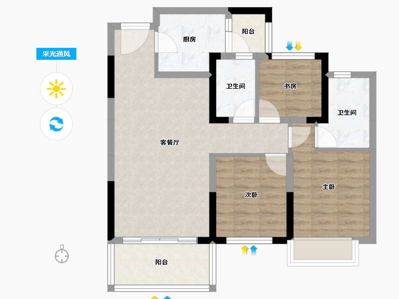 四川省-成都市-城投锦澜悦山-72.45-户型库-采光通风