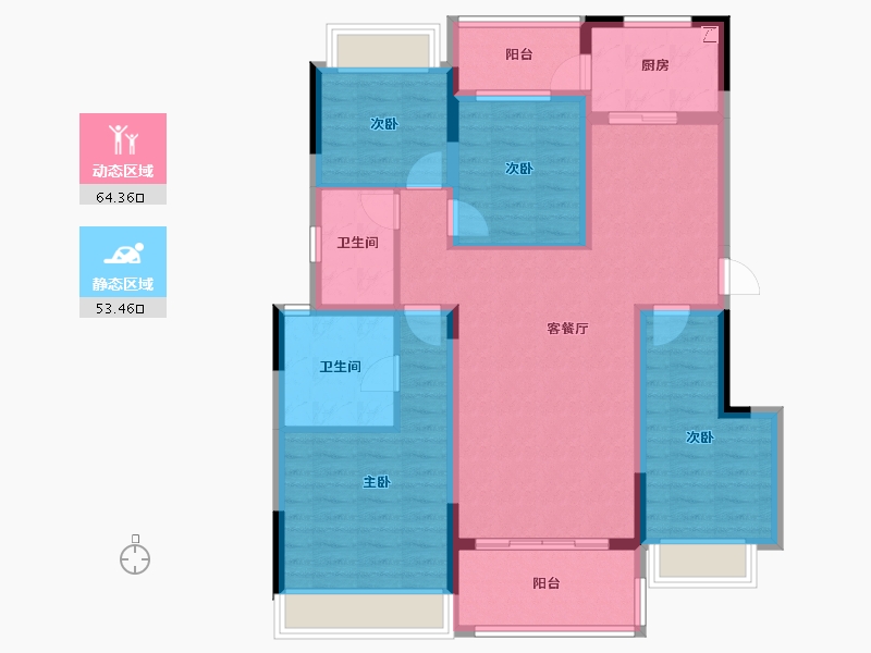 四川省-成都市-富元君庭-104.63-户型库-动静分区