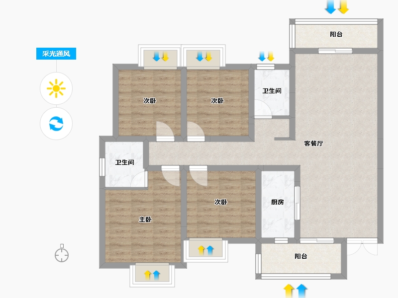 河北省-邯郸市-建业小区-150.00-户型库-采光通风