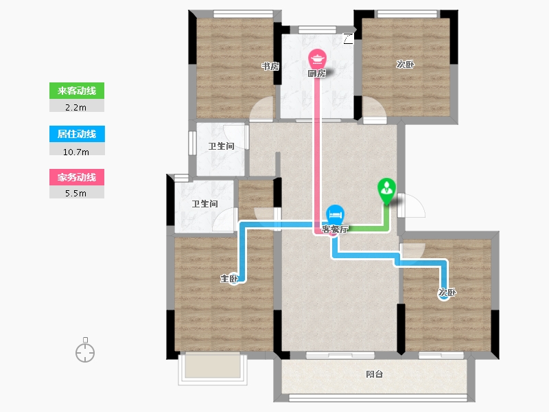 浙江省-金华市-铭扬华府-92.00-户型库-动静线