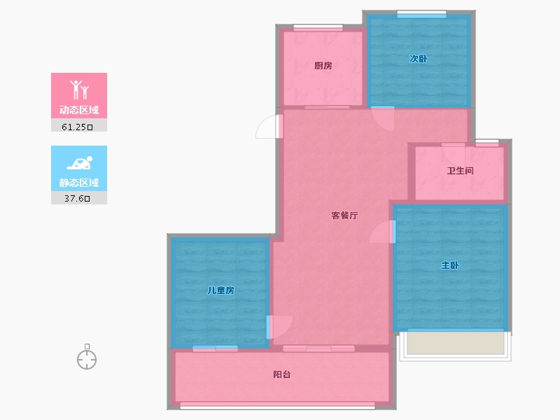 江苏省-徐州市-万科·潮鸣-88.81-户型库-动静分区