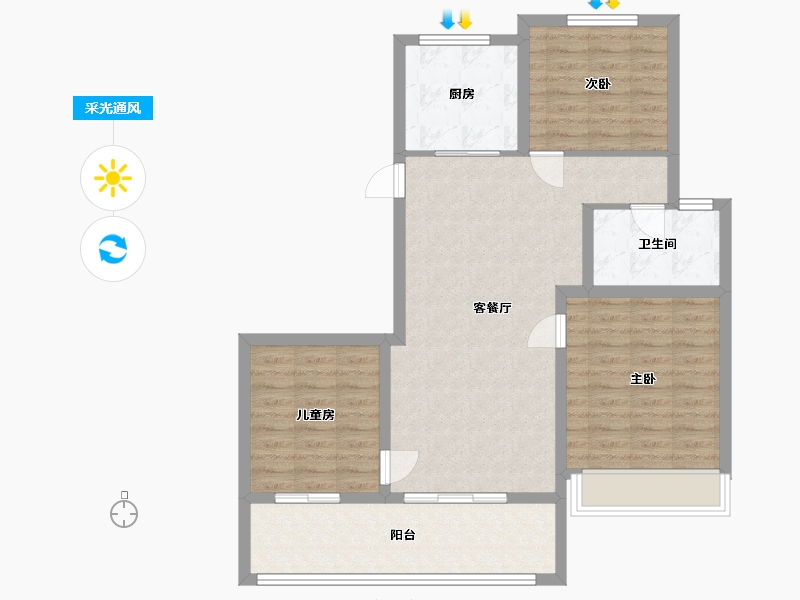 江苏省-徐州市-万科·潮鸣-88.81-户型库-采光通风