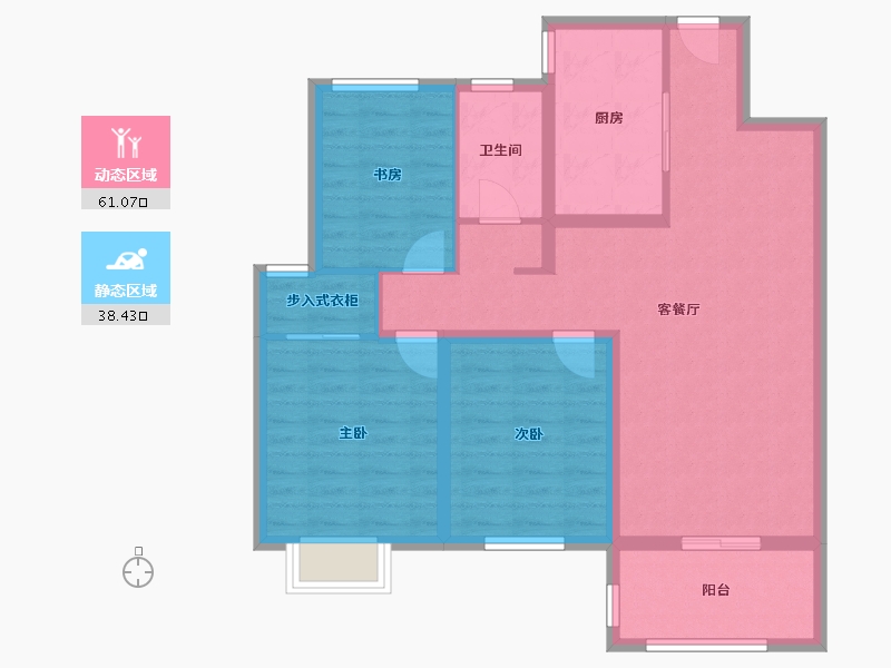 江苏省-徐州市-睢宁东城名郡-88.80-户型库-动静分区