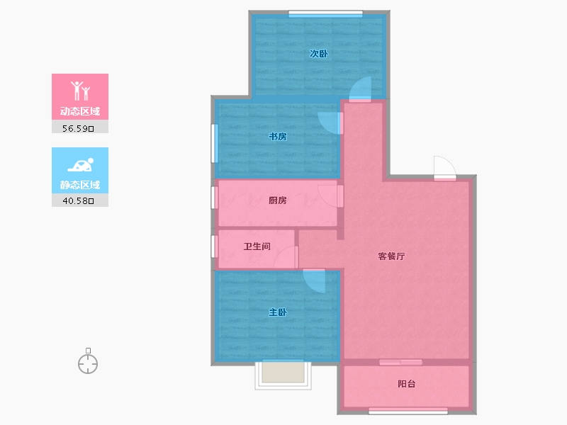 江苏省-徐州市-睢宁东城名郡-87.33-户型库-动静分区