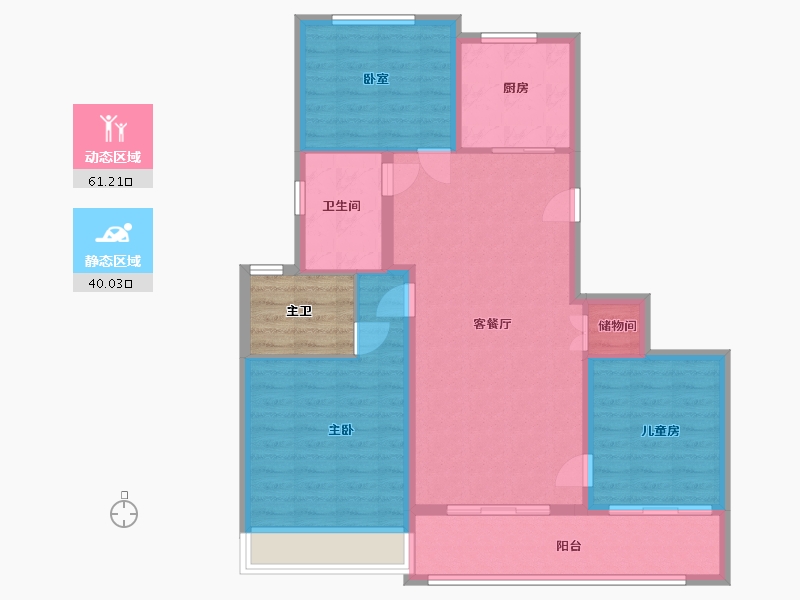 江苏省-徐州市-万科·潮鸣-96.00-户型库-动静分区