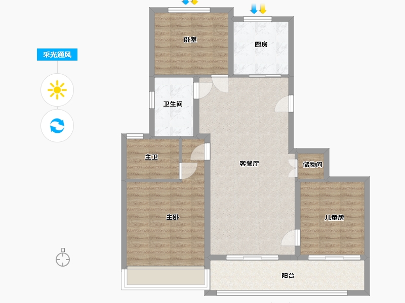 江苏省-徐州市-万科·潮鸣-96.00-户型库-采光通风