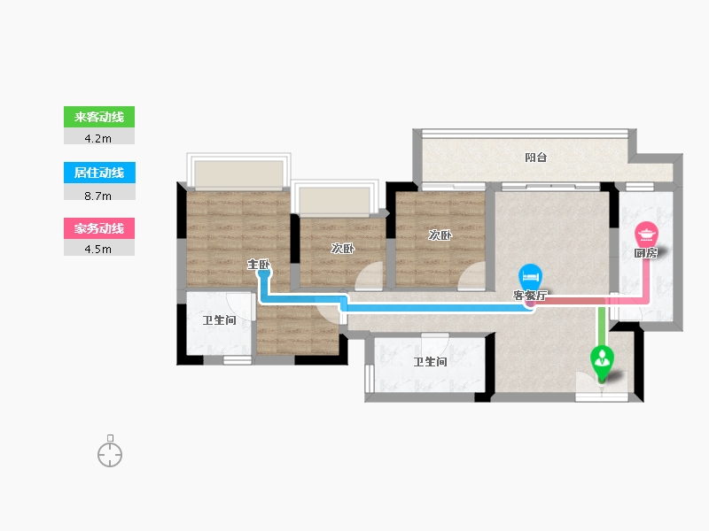 重庆-重庆市-金科华宇春和锦明-73.31-户型库-动静线