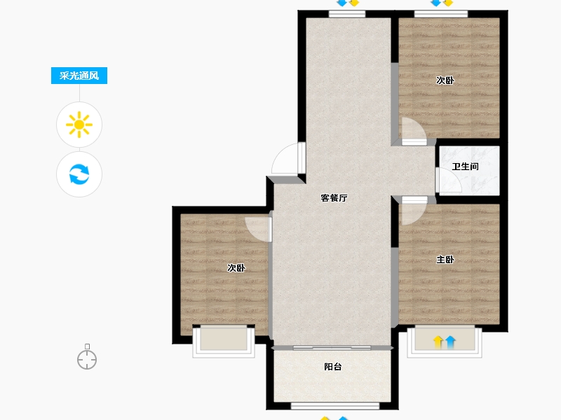 山东省-青岛市-兰庭现河1号-86.91-户型库-采光通风