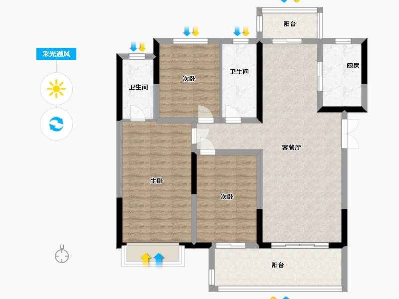 河南省-南阳市-社旗建业春天里-100.00-户型库-采光通风