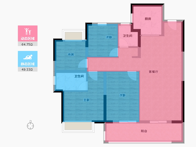 云南省-昆明市-招商雍和府-102.40-户型库-动静分区