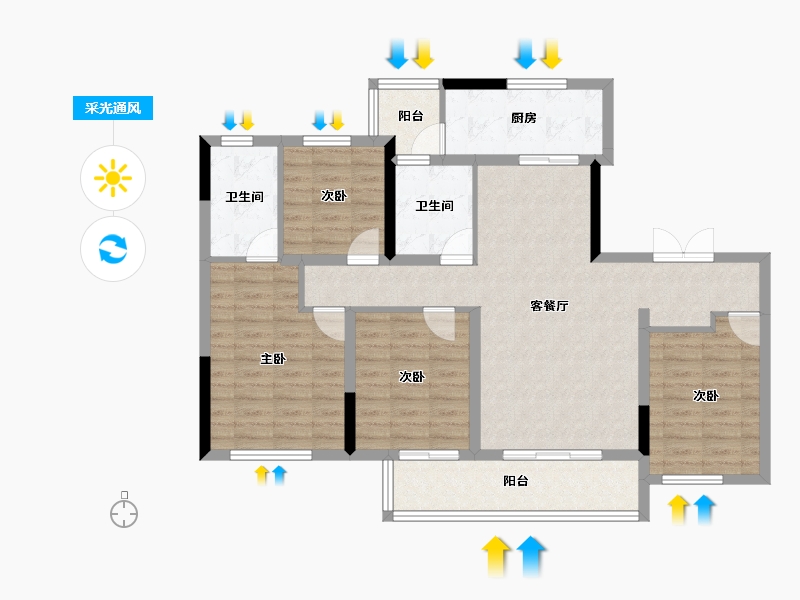 四川省-成都市-首开龙湖景粼玖序-103.24-户型库-采光通风