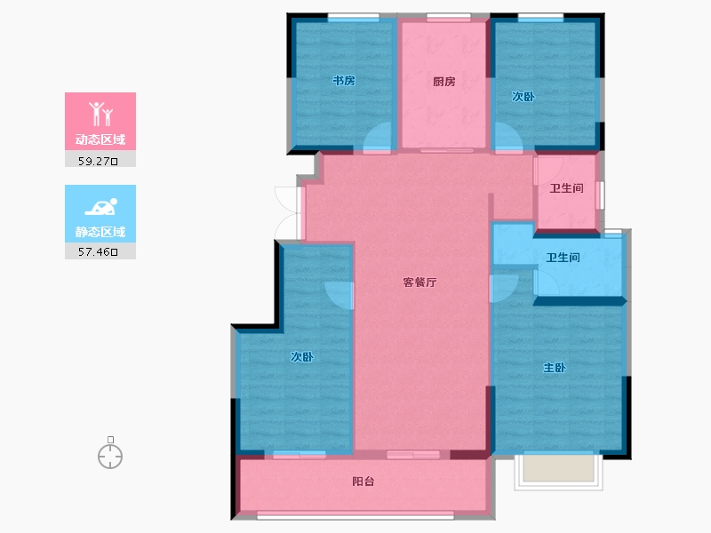 云南省-昆明市-德润香山府-104.80-户型库-动静分区