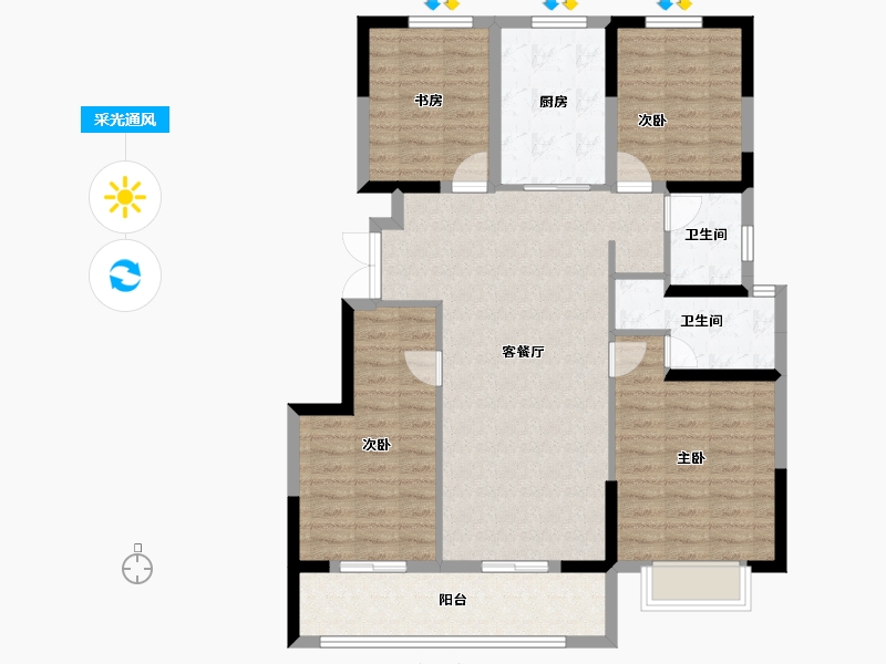 云南省-昆明市-德润香山府-104.80-户型库-采光通风