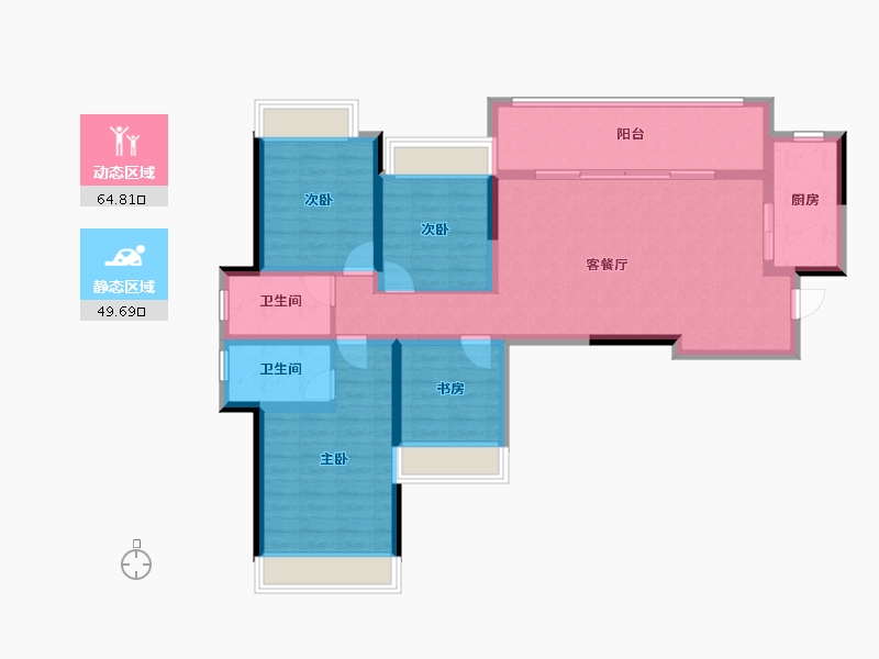 四川省-成都市-新希望锦麟府-101.87-户型库-动静分区