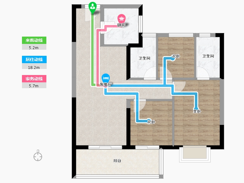 云南省-昆明市-招商公园大道央璟-76.25-户型库-动静线