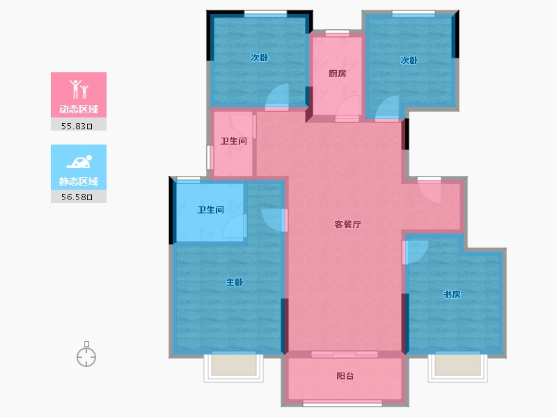 江苏省-徐州市-玫瑰园-100.00-户型库-动静分区